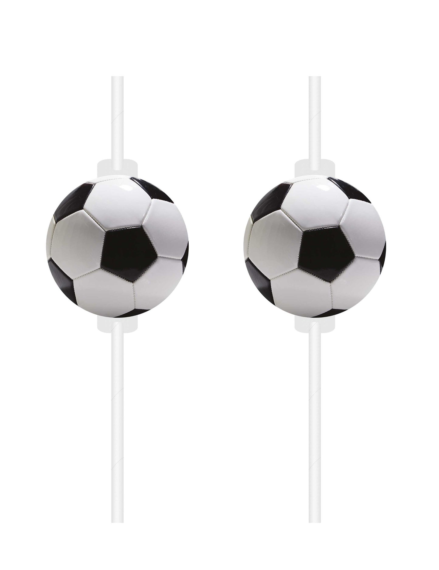 4 pailles en carton football party avec ballon