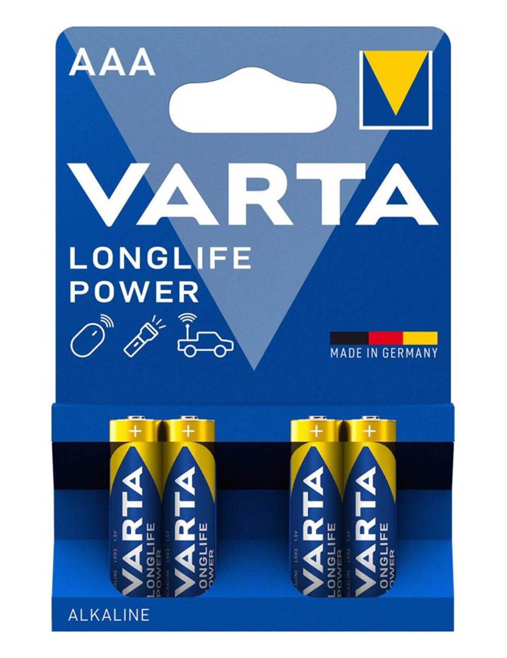 Lot de 4 piles LONGLIFE POWER LR03/AAA Varta bleues et jaunes