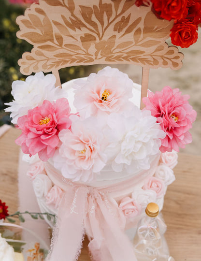 4 pivoines fuchsia 9x9cm en tissu pour décoration