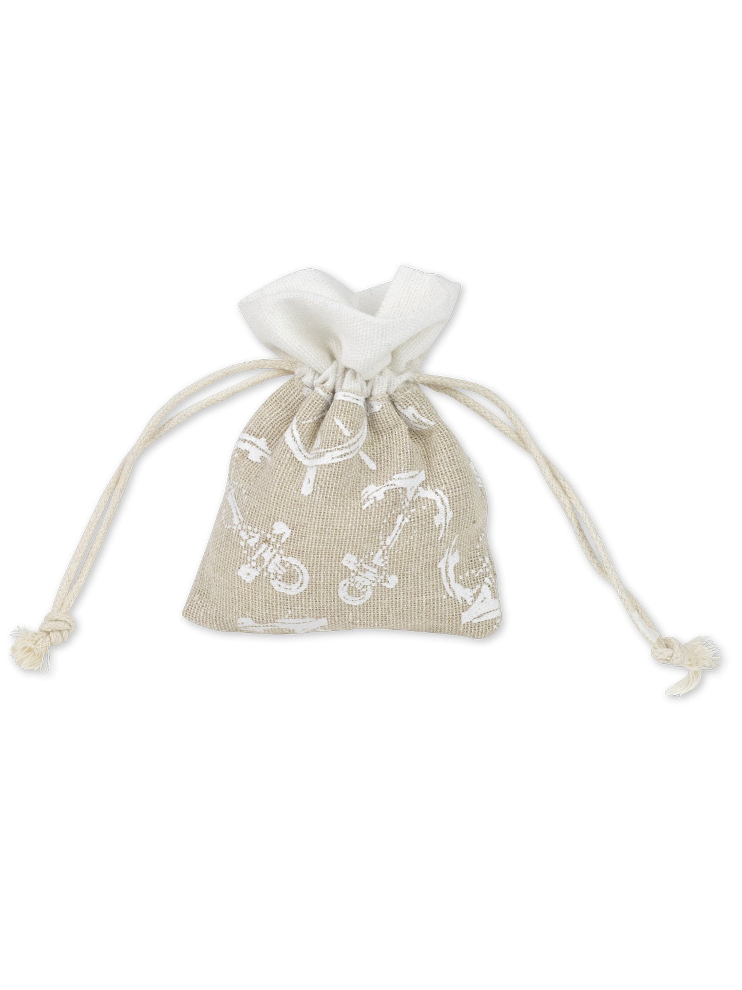 4 lanene vrečke z motivom sidra in krmila, bele, 8 x 10 cm morska tema