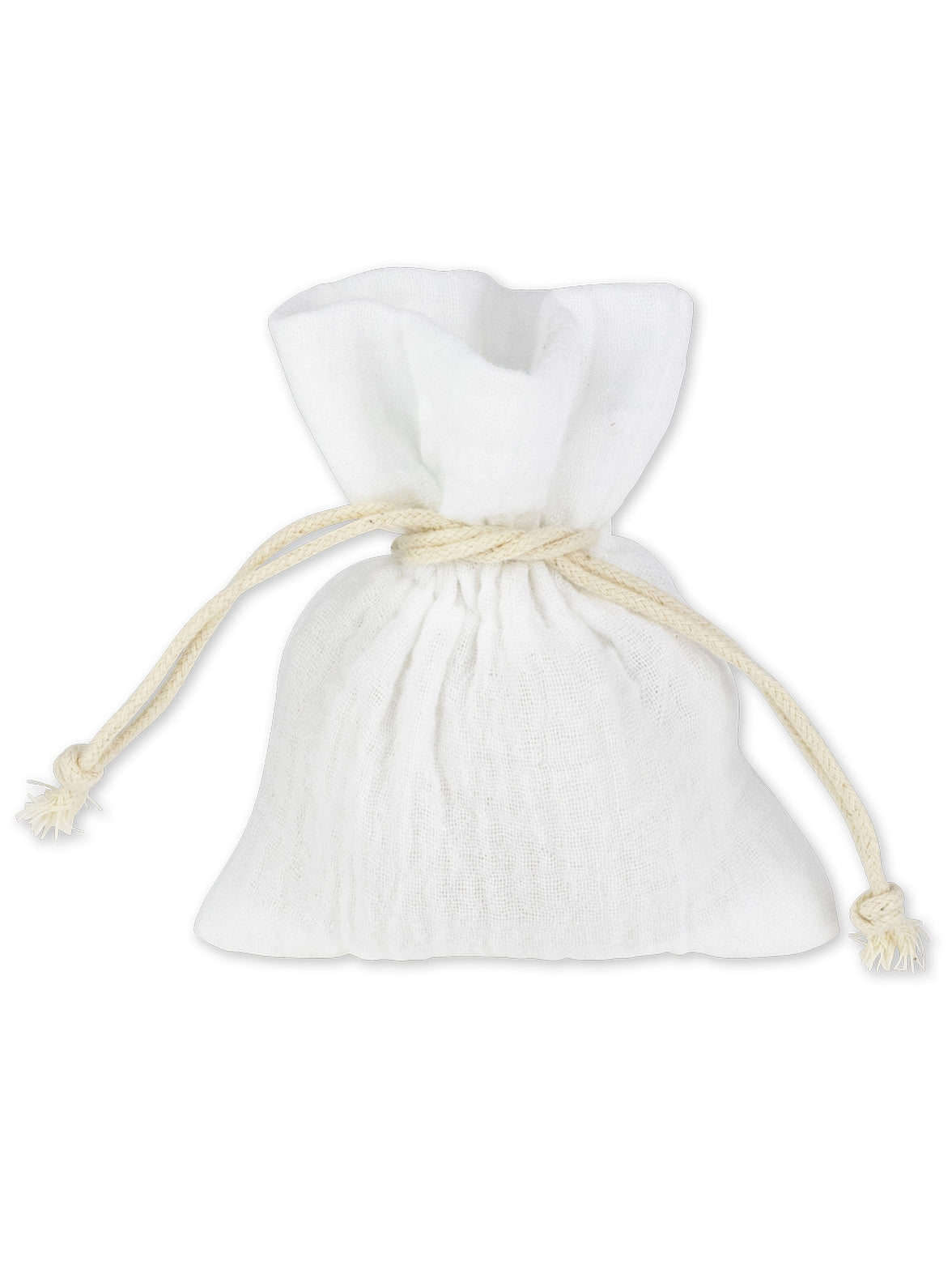 4 bele bombažne vrečke iz muslina 8 x 10 cm z vrvico