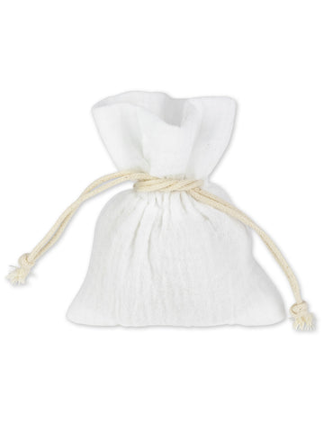 4 bele bombažne vrečke iz muslina 8 x 10 cm z vrvico