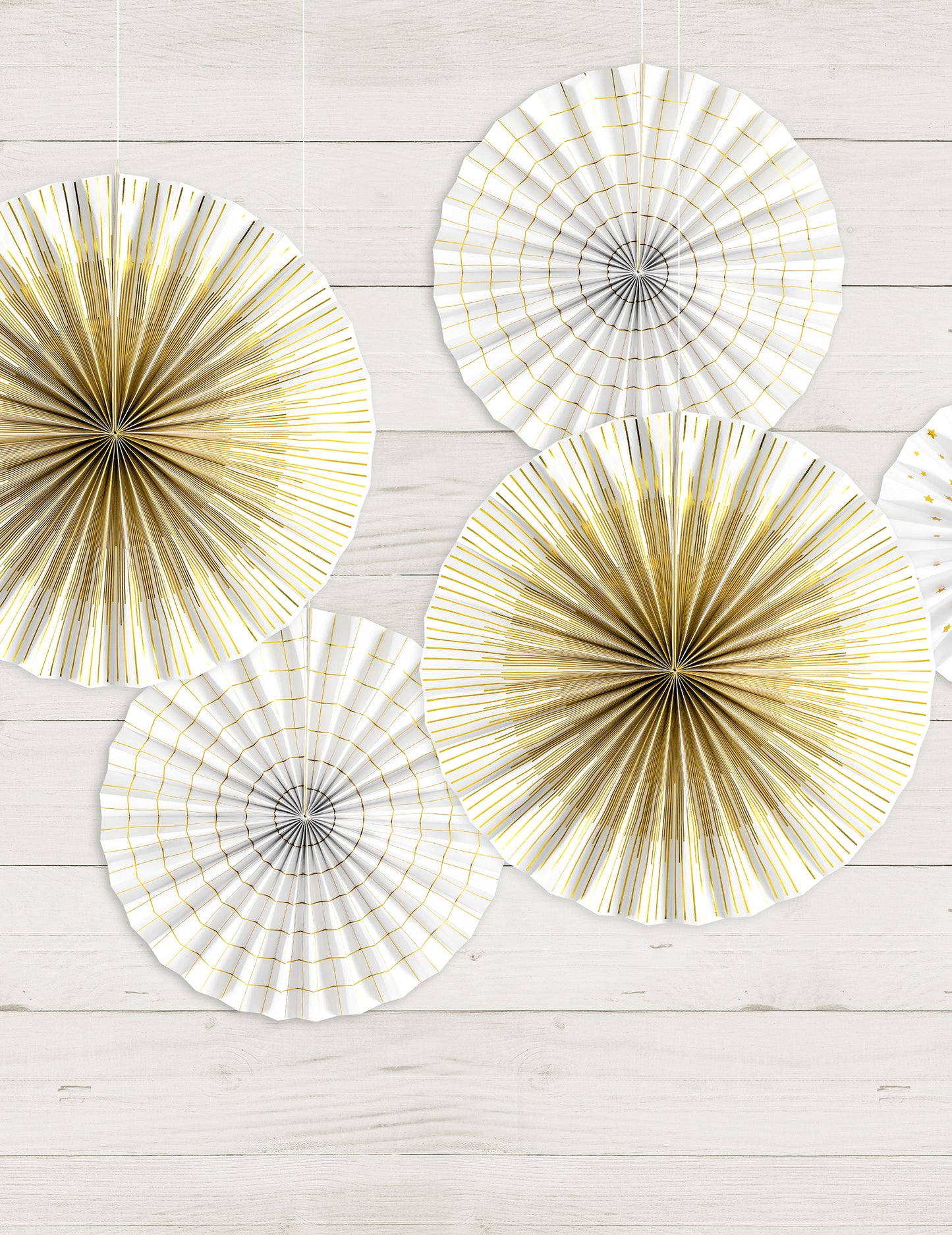 4 dekorativne in zlate papirnate rozete 23, 32, 40 cm