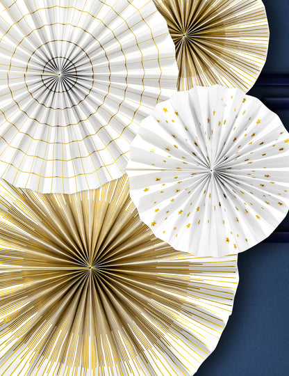 4 dekorativne in zlate papirnate rozete 23, 32, 40 cm