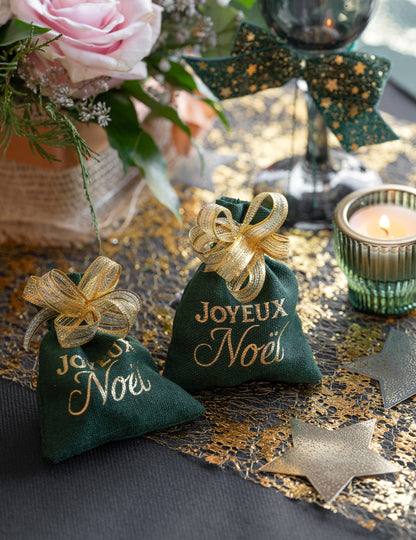 4 sachets Noël Étincelant vert sapin 7,5 x 10 cm