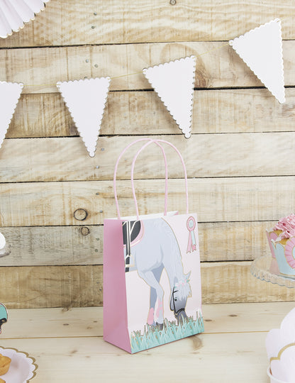 4 papirnate darilne vrečke z motivom konja 20 cm z ročaji