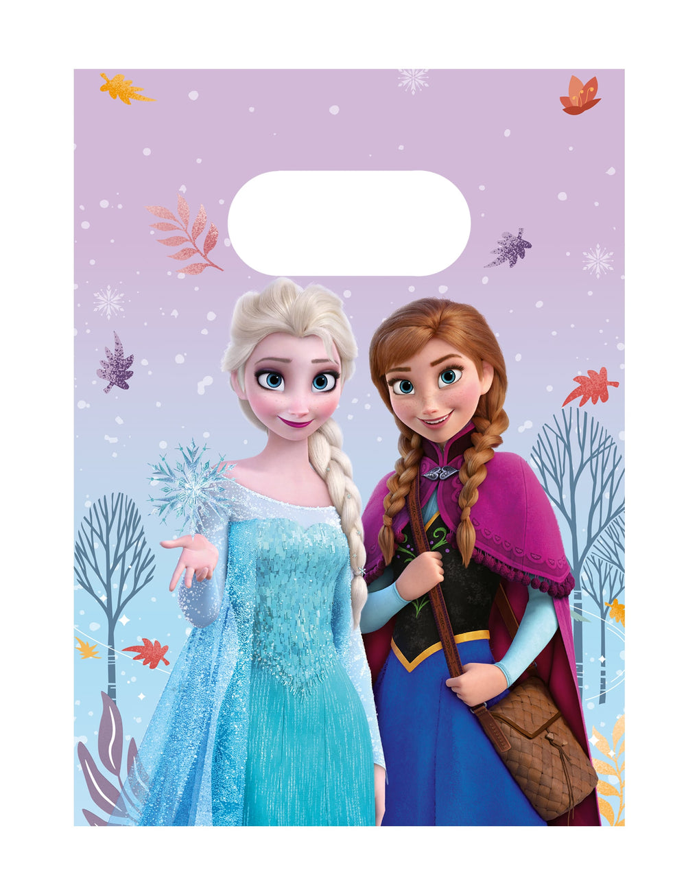 Sacs cadeaux papier La reine des neiges Frozen Idyllic Wonder pour enfant mauve avec Elsa et Anna