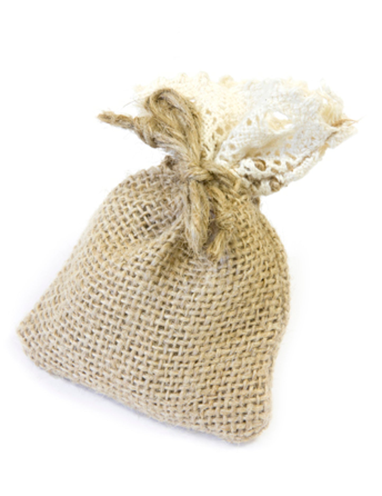 4 vrečke iz jute in čipke 8 x 10 cm za sladkane mandlje