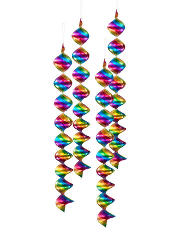 Set 4 večbarvnih spiralnih visečih dekoracij za praznovanje