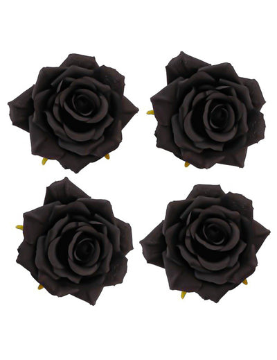 4 črne rože vrtnic 9,5 x 5,5 cm