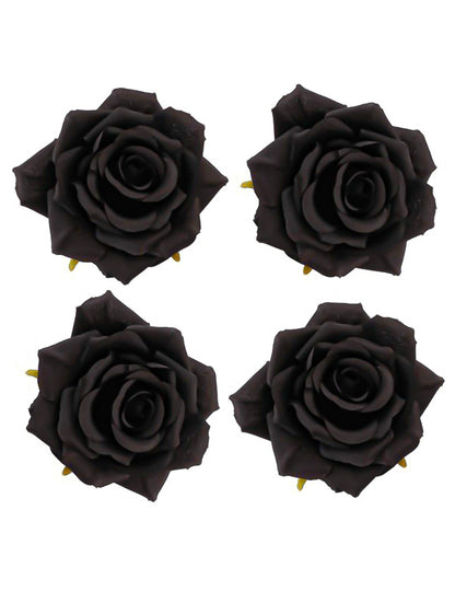 4 črne rože vrtnic 9,5 x 5,5 cm