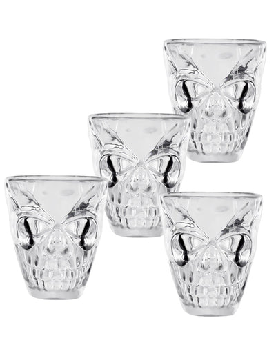 4 verres à shot tête de mort transparents