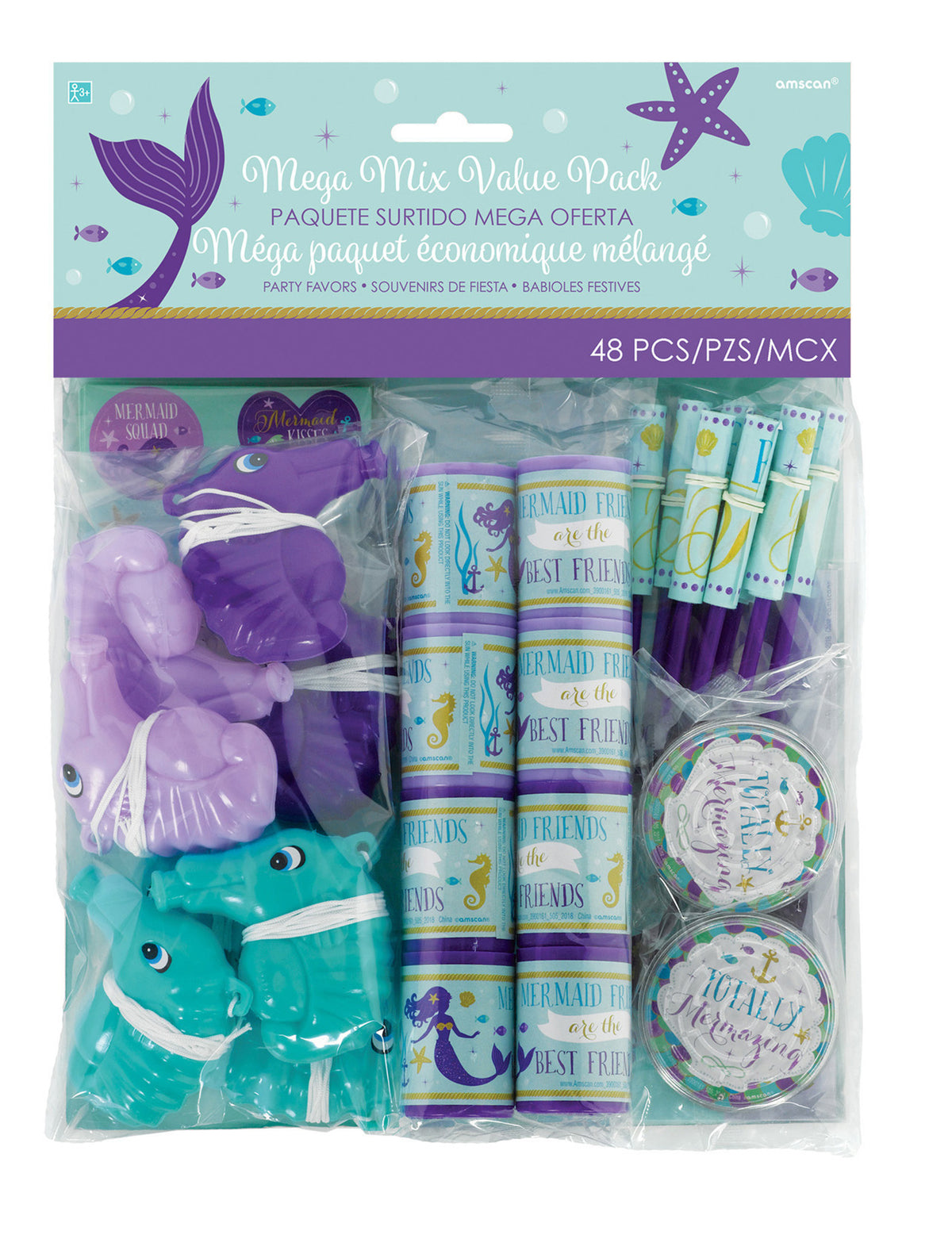 Petits jouets rêves de sirène pour pinata lot de 48 pièces multicolores