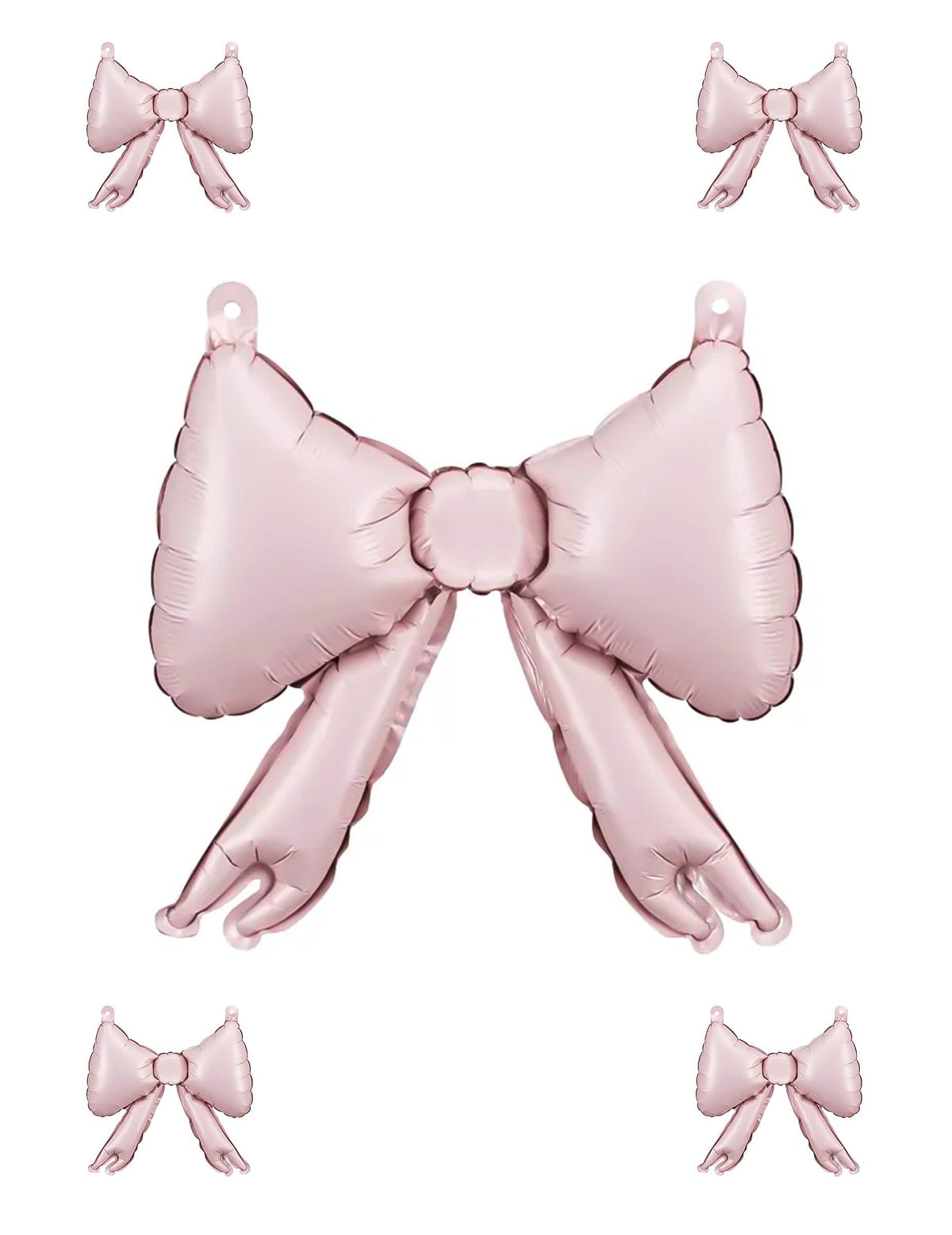 5 ballons en aluminium nœuds pour décoration roses pastel