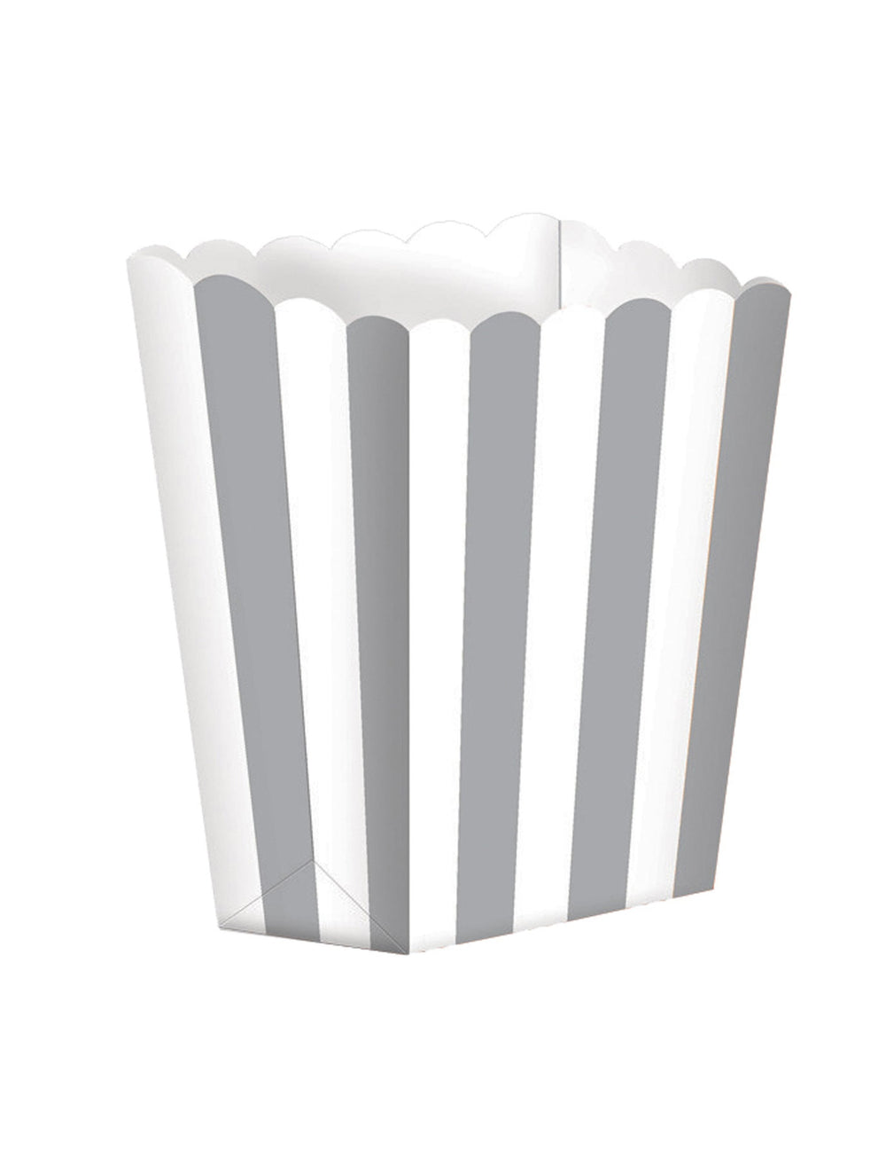 Boites à popcorn en carton soirée cinéma pour fête argent et blanc rayées