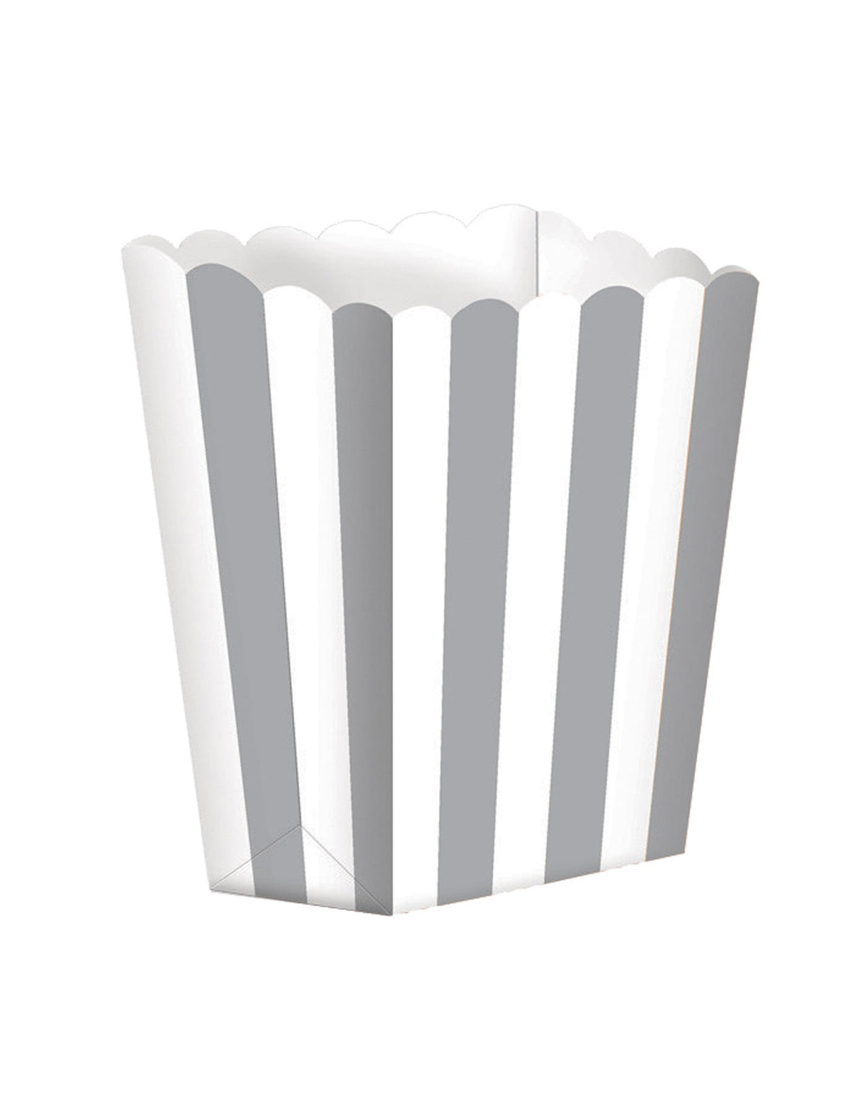 Boites à popcorn en carton soirée cinéma pour fête argent et blanc rayées