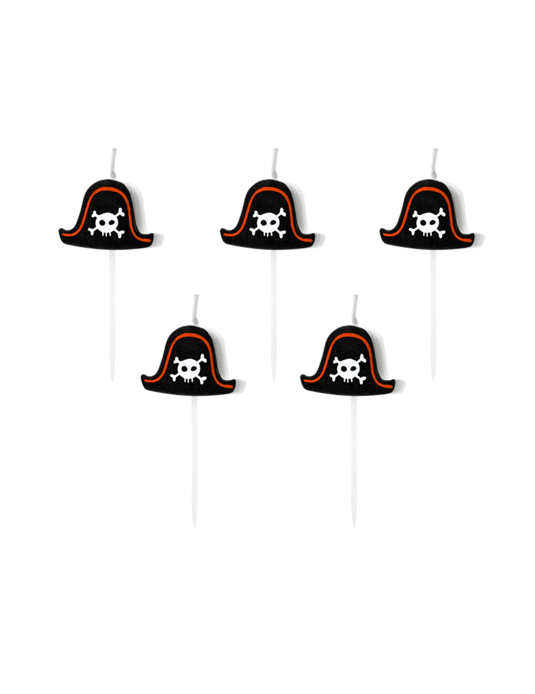 Mise en situation des bougies d'anniversaire sur pic chapeaux pirates