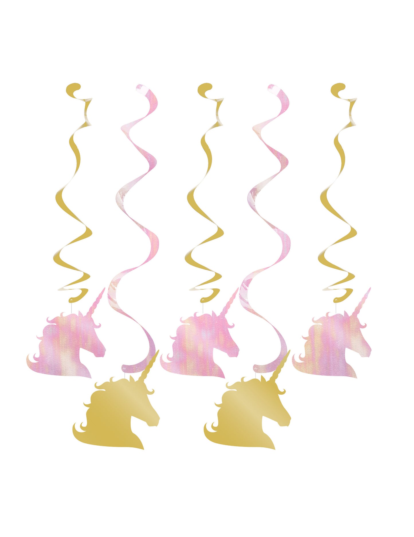 5 visečih okraskov s samorogi 99 cm mavrične spirale