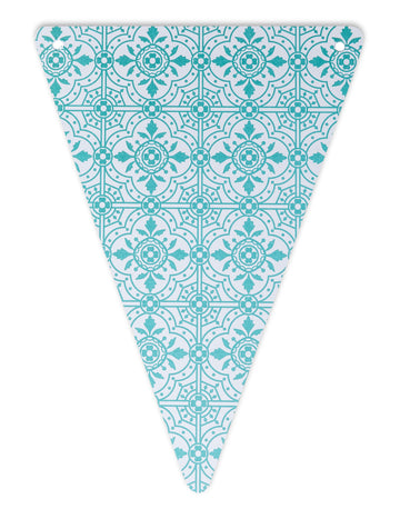 5 smaragdno rumenih kartonskih zastavic iz cementnih ploščic 15 x 21 cm za girlando