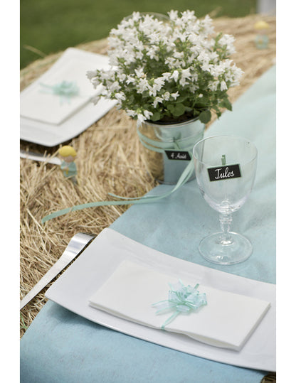 5 mini turkiznih organza pentlji, 16 mm, za dekoracijo