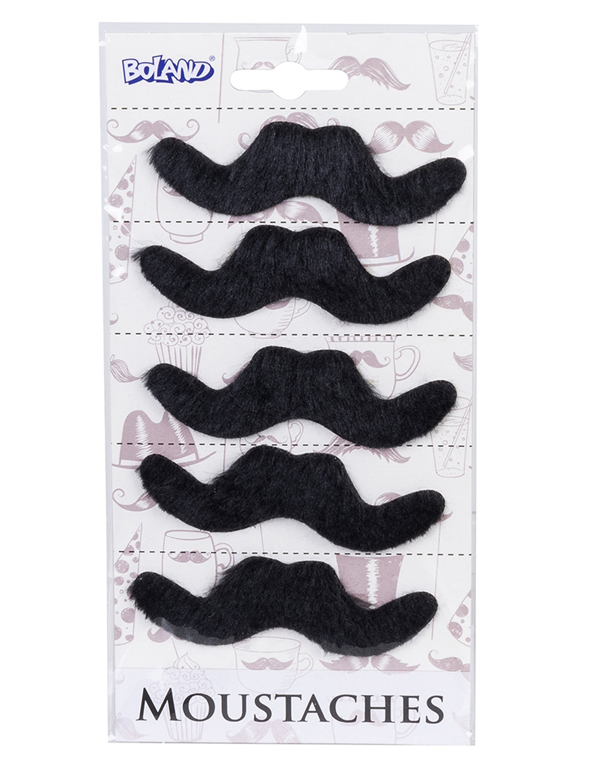 Moustaches adhésives pour adulte noires lot de 5