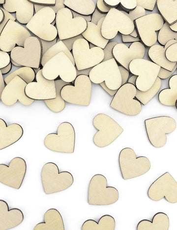 50 naravnih lesenih konfetov v obliki srca (2 x 2) cm za poroko