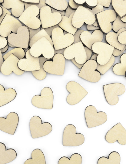 50 naravnih lesenih konfetov v obliki srca (2 x 2) cm za poroko