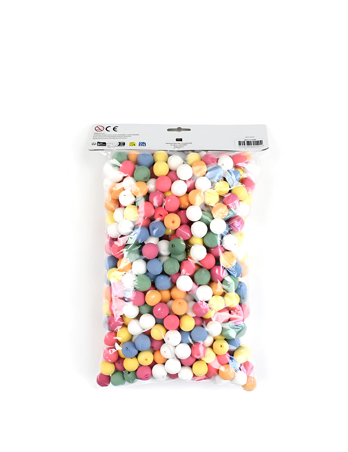 Vue de face du sachet des 500 boules pour sarbacanes pour fête