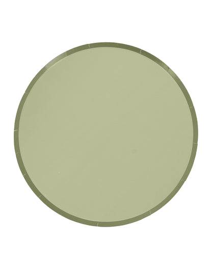 6 dvobarvnih kartonskih krožnikov v sivo-zeleni in žajbljevo zeleni barvi, 23 cm