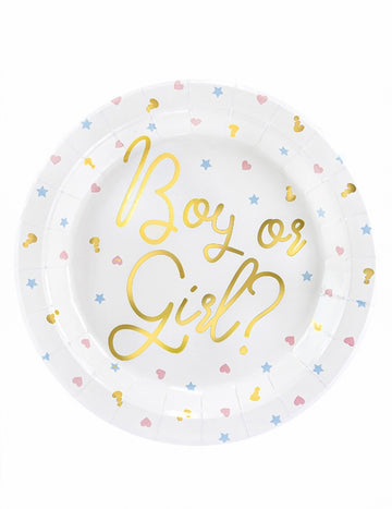 6 belih kartonskih krožnikov za fantke ali deklice 23 cm otroška zabava