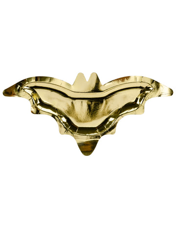 6 kovinskih zlatih kartonskih krožnikov v obliki netopirjev za noč čarovnic