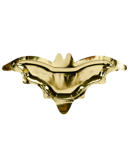 6 kovinskih zlatih kartonskih krožnikov v obliki netopirjev za noč čarovnic