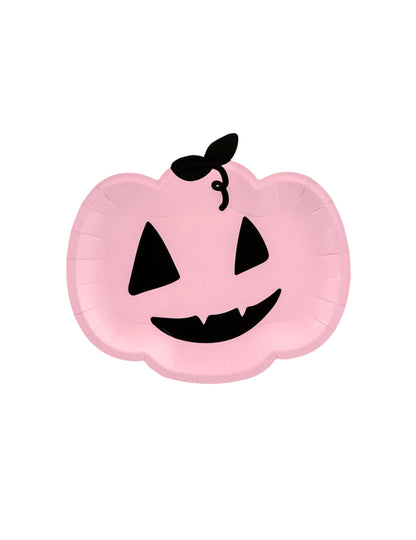 6 roza in črnih kartonskih krožnikov v obliki buče, 25 x 22 cm cm nasmejana noč čarovnic