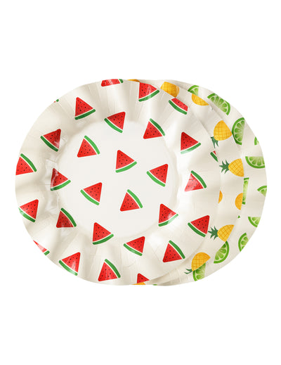 6 papirnatih krožnikov s sadjem, lubenica, limona, ananas 20,5 cm