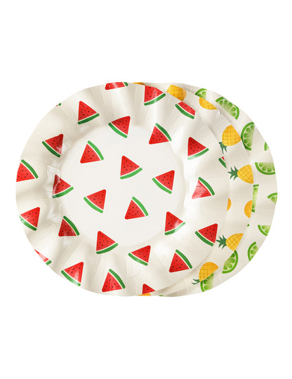 6 papirnatih krožnikov s sadjem, lubenica, limona, ananas 20,5 cm
