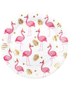 Assiettes Flamant Tropic pour fête rose et or