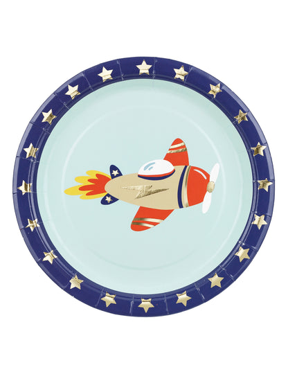 6 majhnih letalskih krožnikov 18 cm modri karton