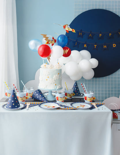 6 majhnih letalskih krožnikov 18 cm modri karton