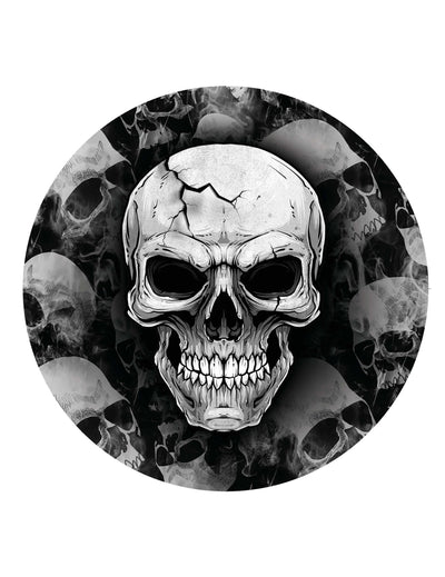 Assiettes tête de mort noir et blanc avec motif crâne fissuré
