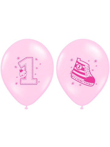 6 roza lateks balonov 1 leto deklica 30 cm biorazgradljivih 