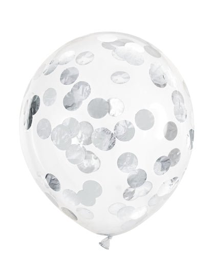 6 prozornih balonov s srebrnimi konfeti 30 cm 