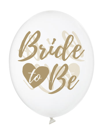 6 prozornih zlatih balonov "nevesta to be" 30 cm za okraske za dekliščino