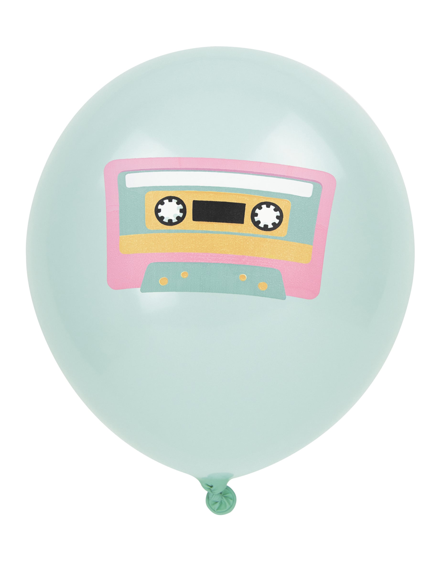 Détail du motif cassette sur le ballon bleu des 6 ballons en latex années 90