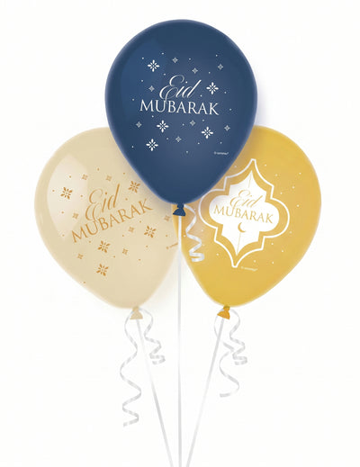 6 ballons en latex eid mubarak 27,5 cm décoration