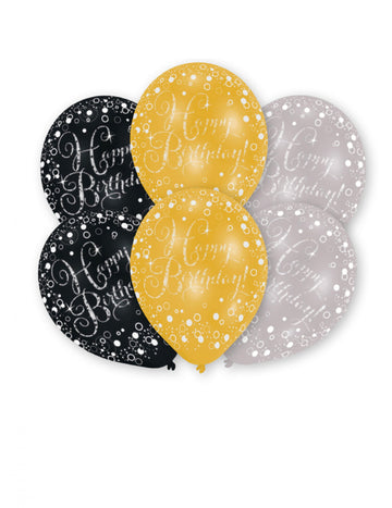 6 bleščečih lateks balonov za praznovanje srečnega rojstnega dne (27) cm