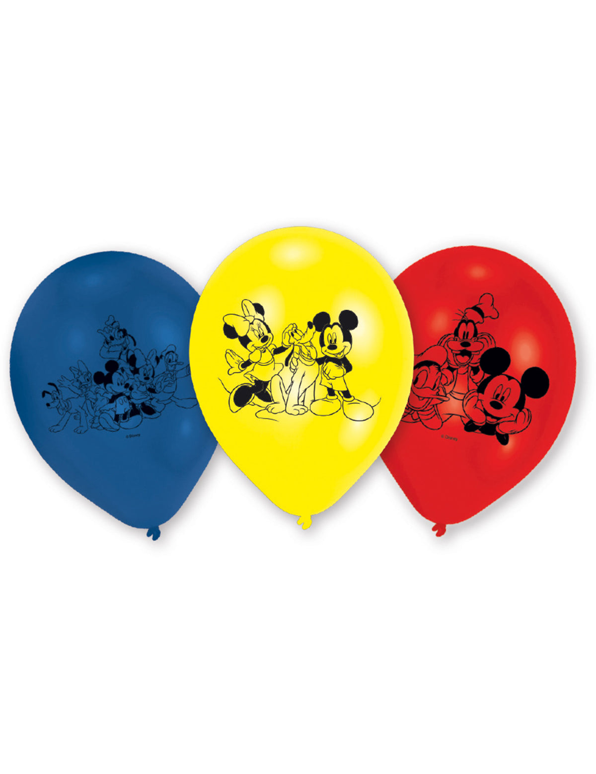Ballons en latex Mickey Mouse pour enfant bleus jaunes et rouges
