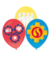 6 ballons en latex Sam le Pompier pour enfant jaune rouge et bleu
