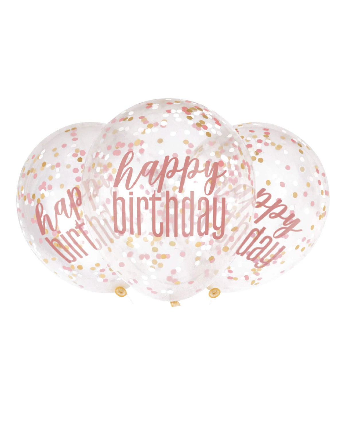 prozorni lateks baloni Happy Birthday za rojstni dan z rožnatimi konfeti
