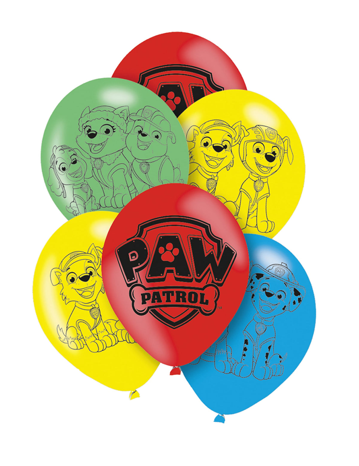 Ballons en latex Pat' Patrouille pour enfant multicolores avec motifs personnages
