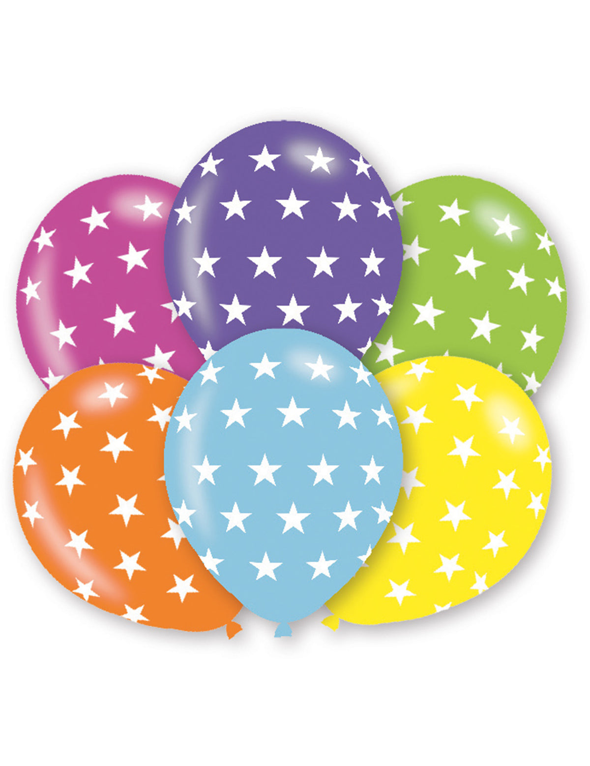 6 Ballons étoiles pour fête multicolores